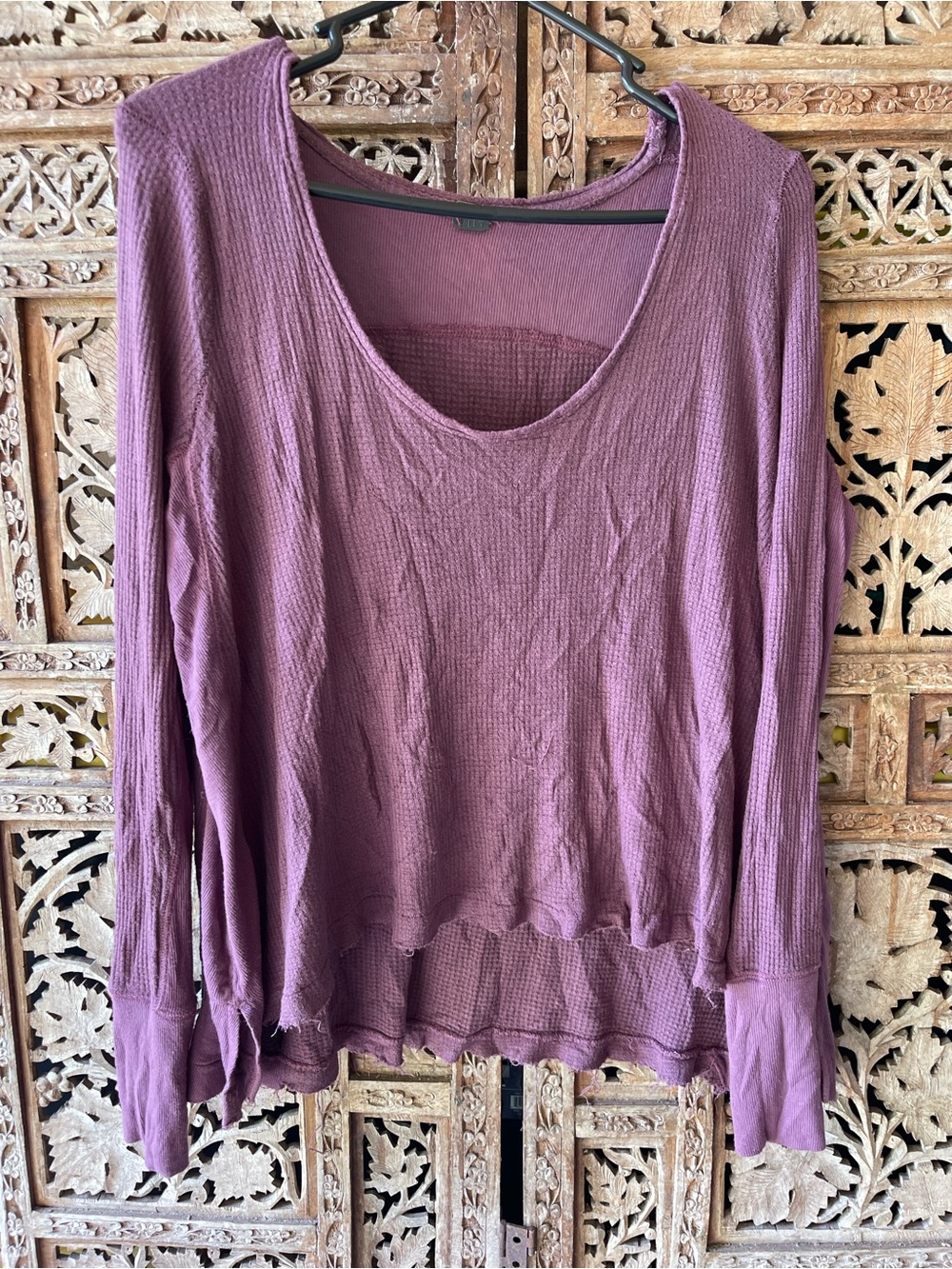 We The Free Long-Sleeve Scoop Neck Top in Mauve